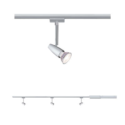 Silberne LED-Schienenleuchte mit drei verstellbaren Spots aus Metall für moderne Raumbeleuchtung