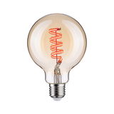 Glühbirne mit spiralförmigem LED-Filament in warmem Bernstein für dekorative Beleuchtung