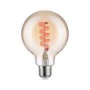 Glühbirne mit spiralförmigem LED-Filament in warmem Bernstein für dekorative Beleuchtung