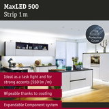 MaxLED 500 1m LED strip with protective cover, perfect for kitchen lighting and accent illumination