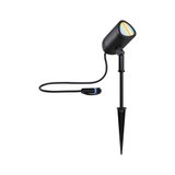 Schwarzer LED-Gartenstrahler mit Erdspieß und Kabel für Außenbeleuchtung im modernen Design