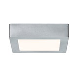 Square ceiling light in silver metal with white diffuser for modern indoor lighting