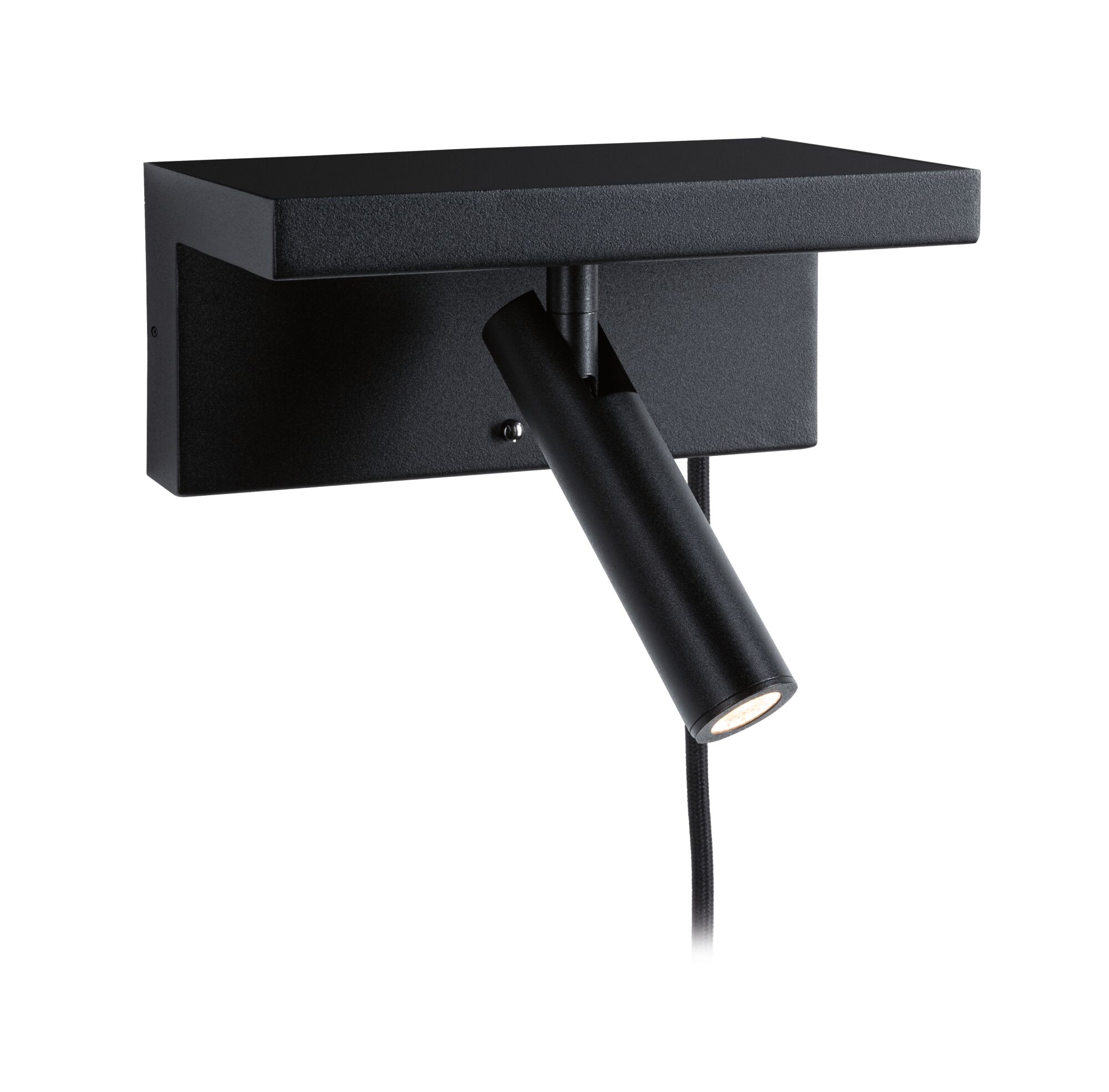 LED Wandleuchte 3-Step-Dim Jerik USB C 3000K 160lm 230V 2,4W dimmbar Schwarz matt Schwarze LED-Wandleuchte aus Metall mit verstellbarem Spot und Textilkabel für moderne Innenräume