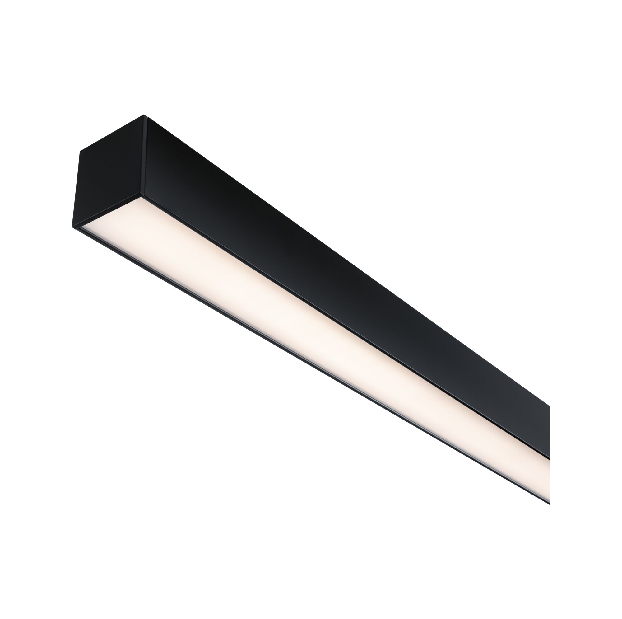 Schwarze LED-Deckenleuchte aus Aluminium mit warmweißem Licht für moderne Innenräume