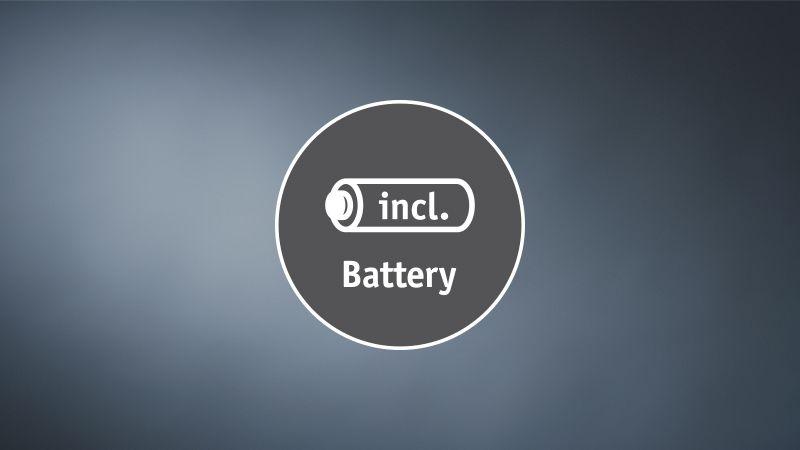 Icon indicating included battery for energy-powered products, relevant for lighting and lamps.
