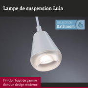 Lampe suspension Luia blanche en plastique au design moderne pour éclairage salle de bain