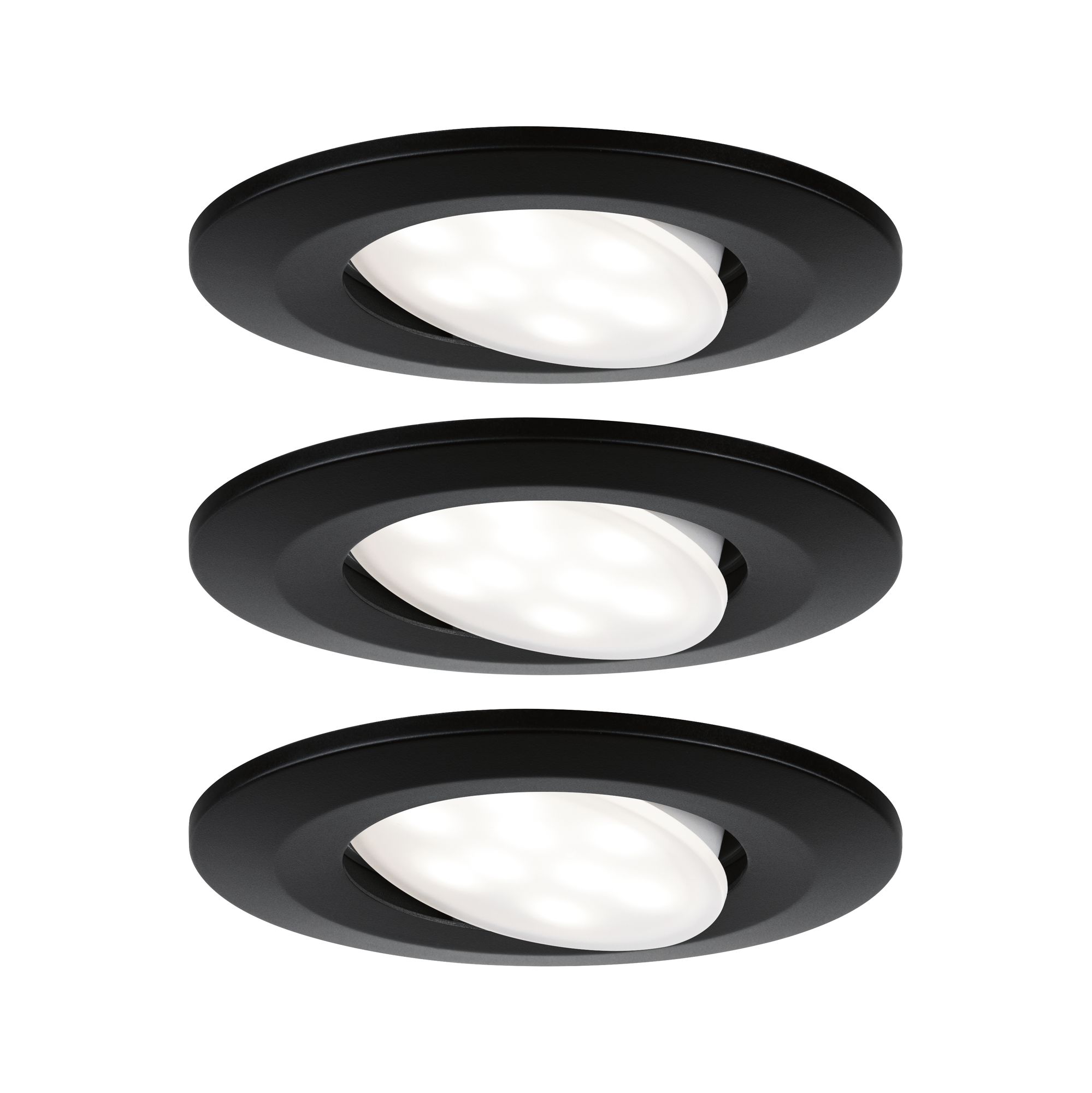 LED Downlight Calla Basic Set Swivelling IP65 round 90mm 3x6W 3x530lm 230V 4000K Black matt Black recessed LED spotlight with white adjustable light for modern indoor lighting solutions
