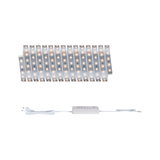 Flexible LED strip with warm white lights and white power supply for modern room lighting