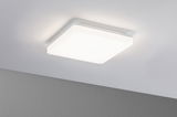 Square white LED ceiling light made of plastic with modern design for living spaces