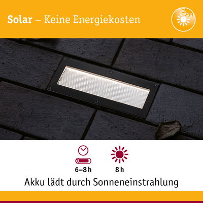 Solarbetriebene LED-Bodeneinbauleuchte in Schwarz mit langer Akkulaufzeit und energiesparender Beleuchtung