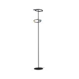 Moderne sort gulvlampe med to LED-ringe og justerbar lysfarve til stuebelysning