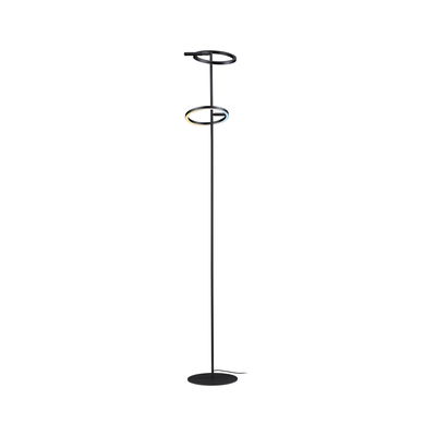 Moderne sort gulvlampe med to LED-ringe og justerbar lysfarve til stuebelysning