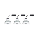 Three white LED recessed spotlights with black cable and driver for modern indoor lighting solutions