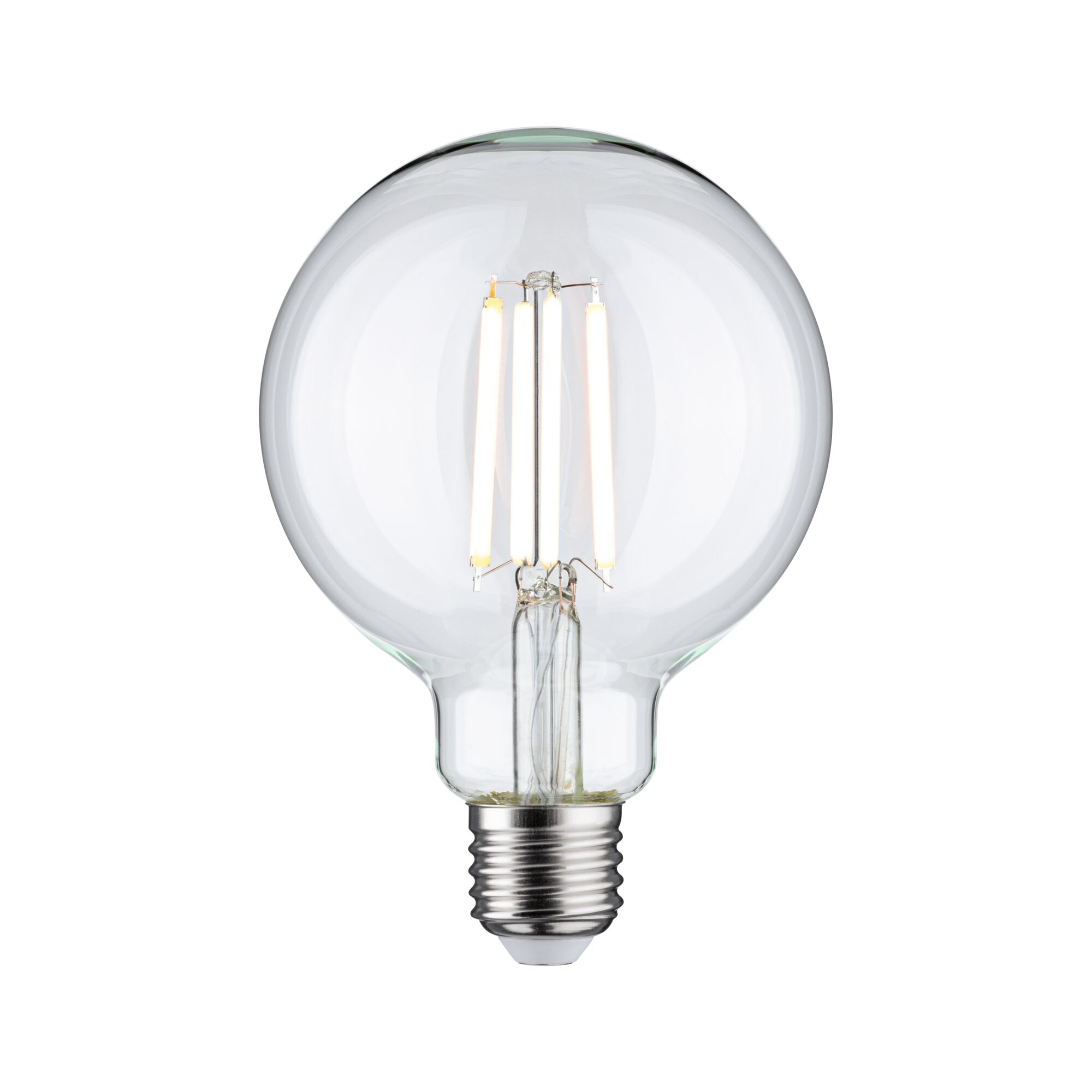 Clear LED filament bulb with E27 base for energy-efficient lighting and vintage style