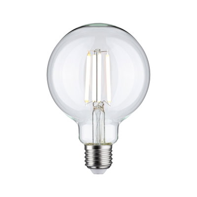 Klarer LED-Glühbirne mit sichtbaren Filamenten und E27-Fassung für energiesparende Beleuchtung