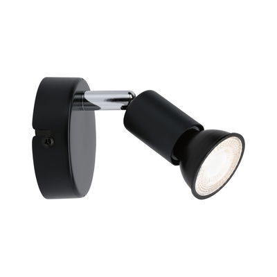 Black metal LED wall spotlight with adjustable head for targeted indoor lighting and modern design