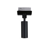 Black metal LED spotlight with cylindrical design for track lighting systems