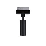 Black metal LED spotlight with cylindrical design for track lighting systems
