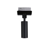 Spot LED noir en métal au design cylindrique pour systèmes d'éclairage sur rail