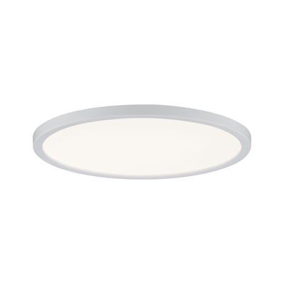 Round white LED ceiling light with matte plastic frame for modern indoor lighting