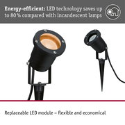 LED Garden spotlight Spot insect friendly IP65 round 92mm 2200K 4,3W 320lm 230V 38° Black Metal