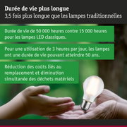 Ampoule LED durable avec une durée de vie de 50 000 heures, 3,5 fois plus longue que les lampes traditionnelles