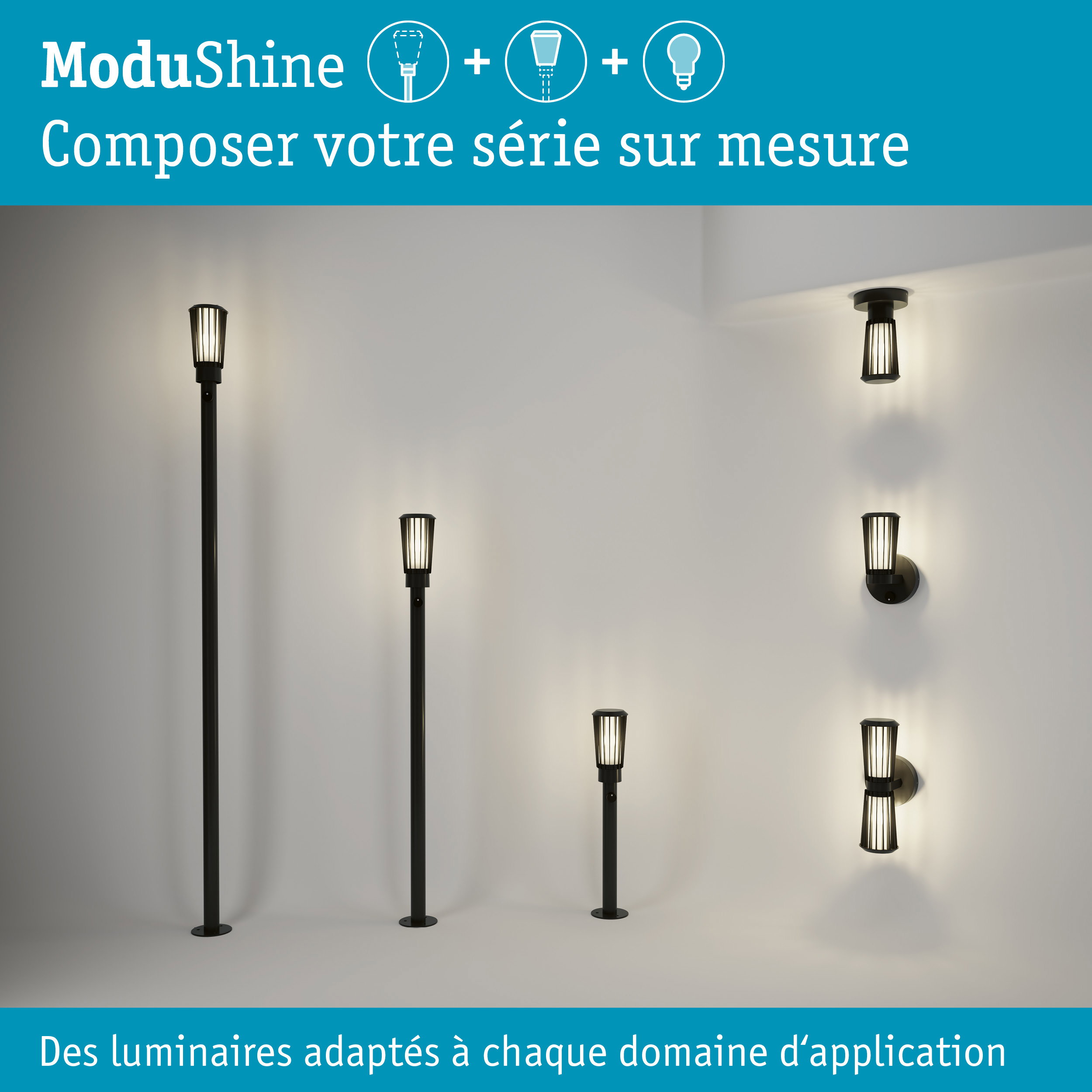 Kit ModuShine Borne Trivana moyen avec capteur Anthracite
