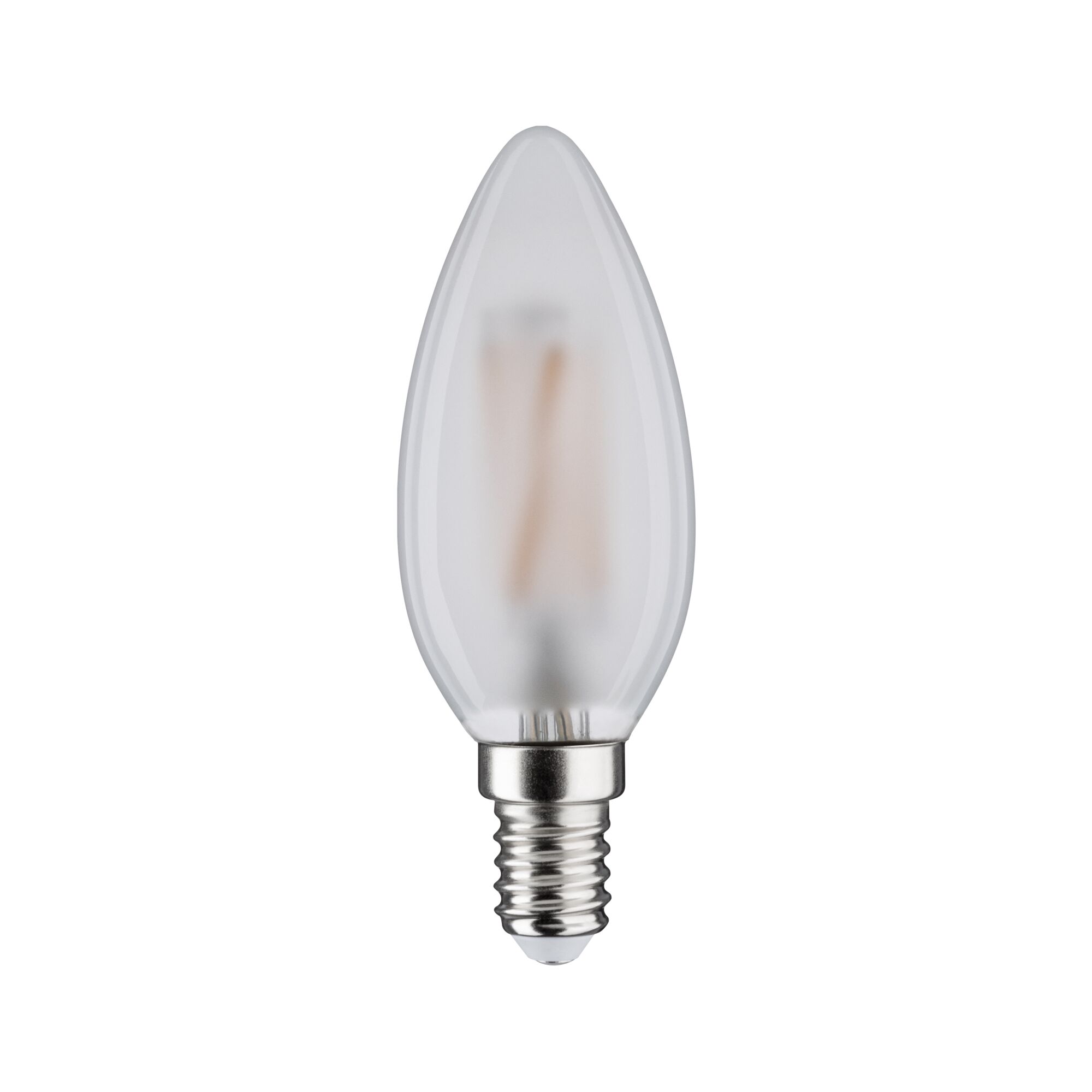 Frosted white LED candle bulb with E14 base made of glass for energy-efficient lighting