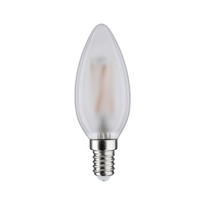 Frosted white LED candle bulb with E14 base made of glass for energy-efficient lighting