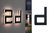 Moderne schwarze LED-Hausnummer 2d mit weißem Licht für Außenwände, wetterfestes Design
