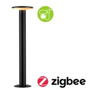 Black metal LED outdoor lamp with warm white light and Zigbee smart home compatibility for garden lighting