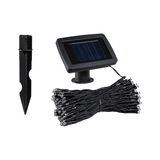 Black solar LED string light set with ground stake for outdoor and garden lighting