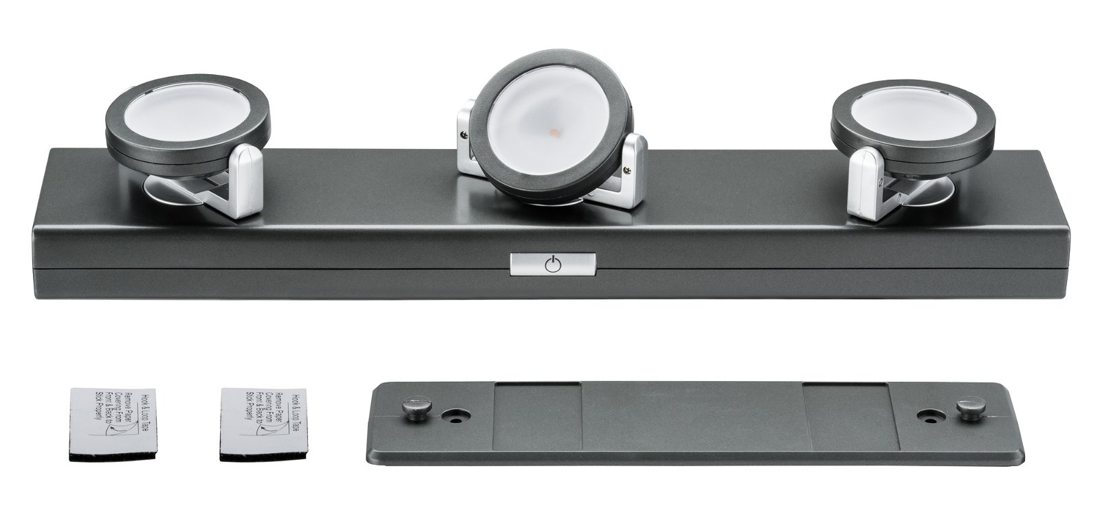 LED Under-cabinet luminaire Batterie Rotate incl. switch 310x60mm 3x18lm 3000K dimmable Anthracite/Chrome matt