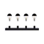 Fire sorte LED-pærer med mat top og sort metalholder til moderne belysning