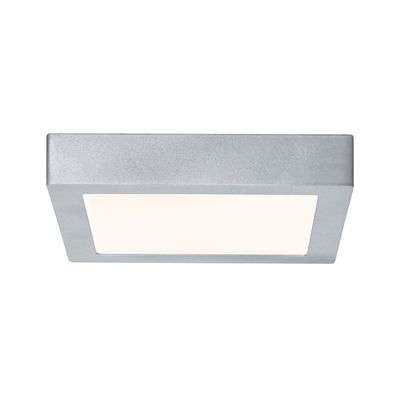 Plafonnier carré en aluminium argenté avec diffuseur blanc pour éclairage moderne