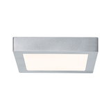 Quadratische Deckenleuchte aus silbernem Aluminium mit weißem Diffusor für modernes Raumlicht