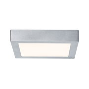 Quadratische Deckenleuchte aus silbernem Aluminium mit weißem Diffusor für modernes Raumlicht