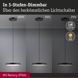 Schwarze LED-Pendelleuchte mit 3-Stufen-Dimmung und Memory-Effekt in warmweißem Licht