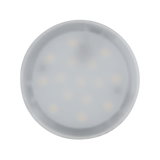 Round LED light bulb with frosted grey plastic housing for energy-efficient lighting