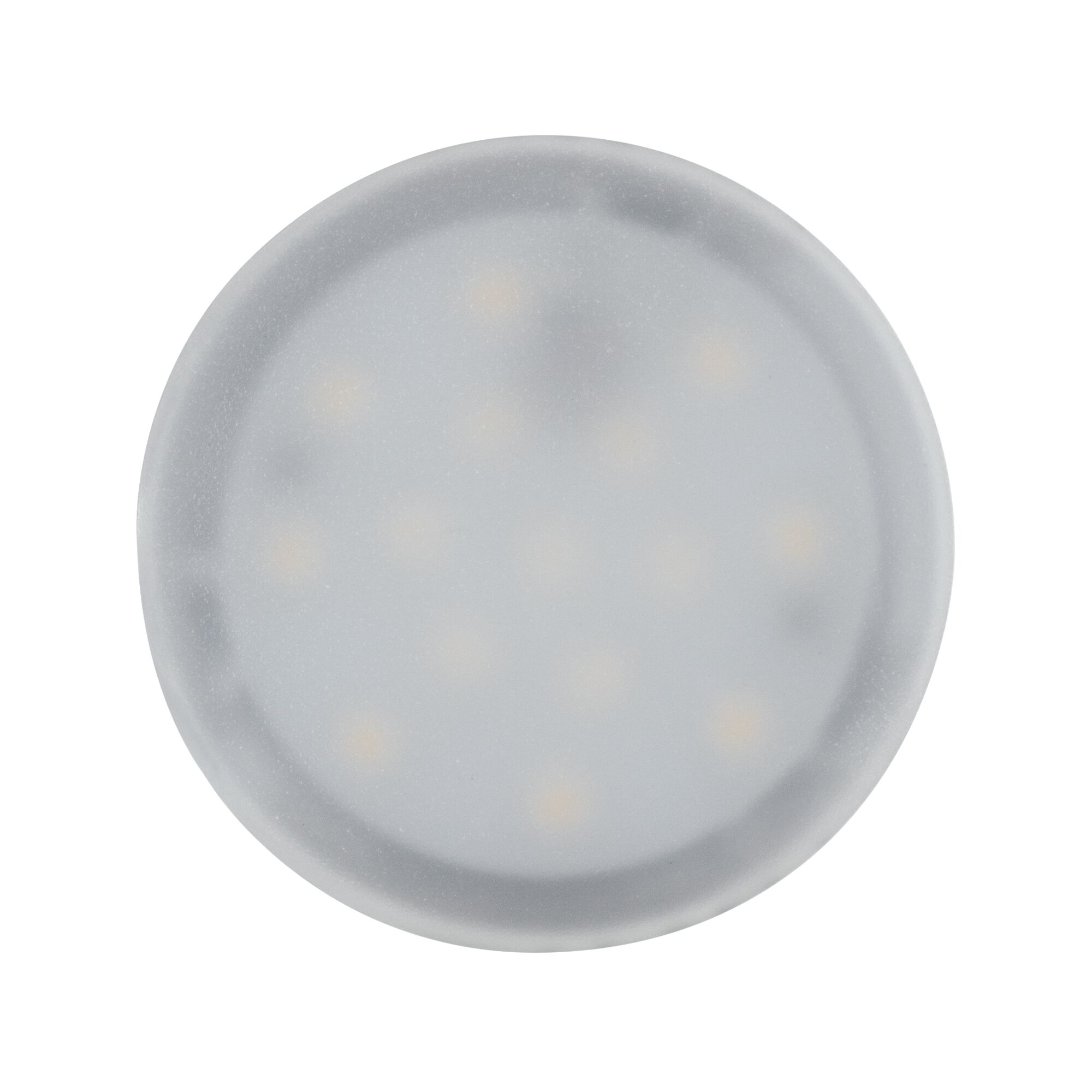 Rundes LED-Leuchtmittel mit milchigem Kunststoffgehäuse in Grau für energiesparende Beleuchtung