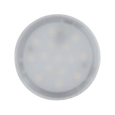 Rundes LED-Leuchtmittel mit milchigem Kunststoffgehäuse in Grau für energiesparende Beleuchtung