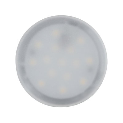 Rundes LED-Leuchtmittel mit milchigem Kunststoffgehäuse in Grau für energiesparende Beleuchtung