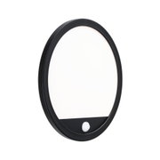 Black oval LED wall light with motion sensor, modern indoor lighting fixture