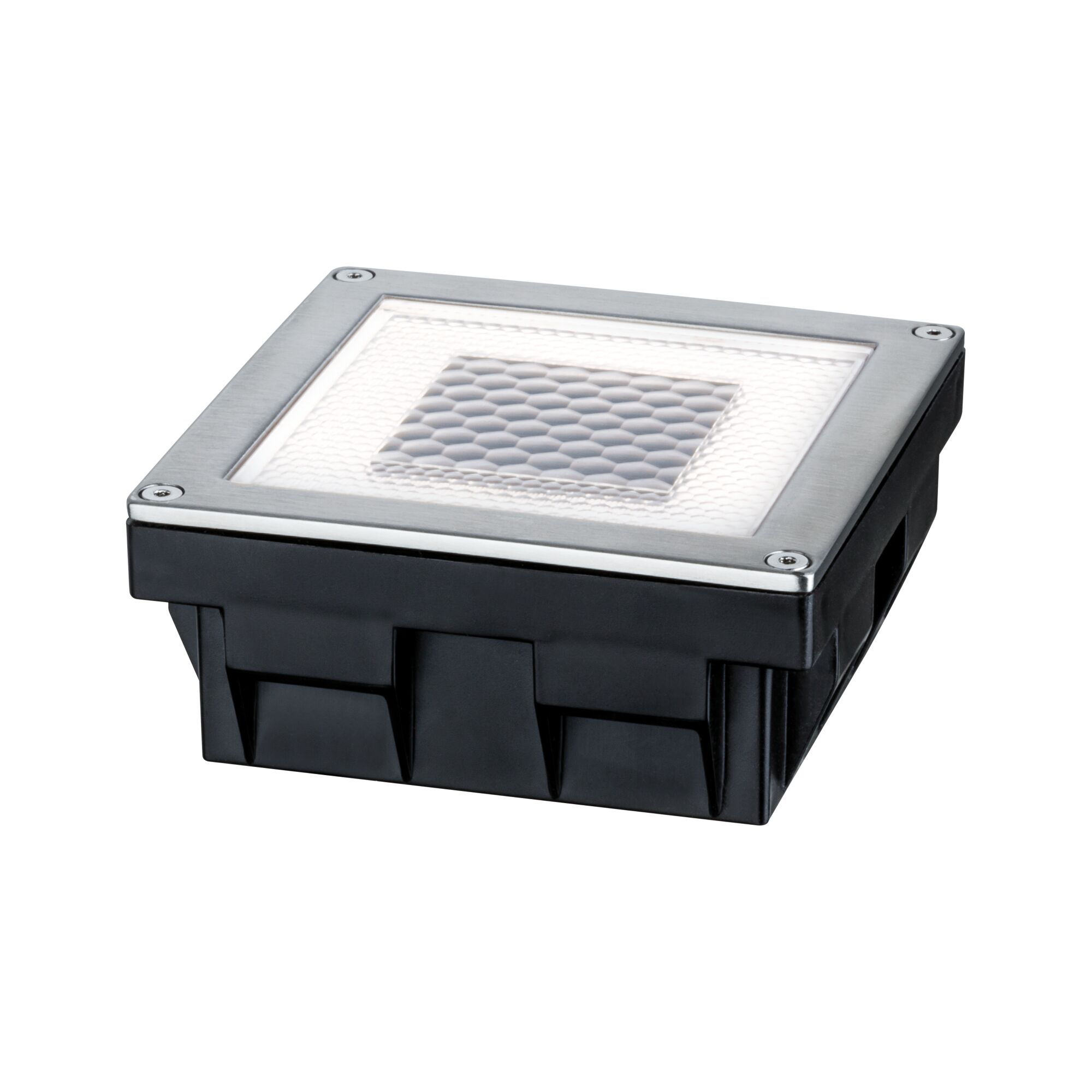 Solar LED-gulvindbygningsarmatur Cube IP67 2700K 3,6lm Rustfrit stål/Klar