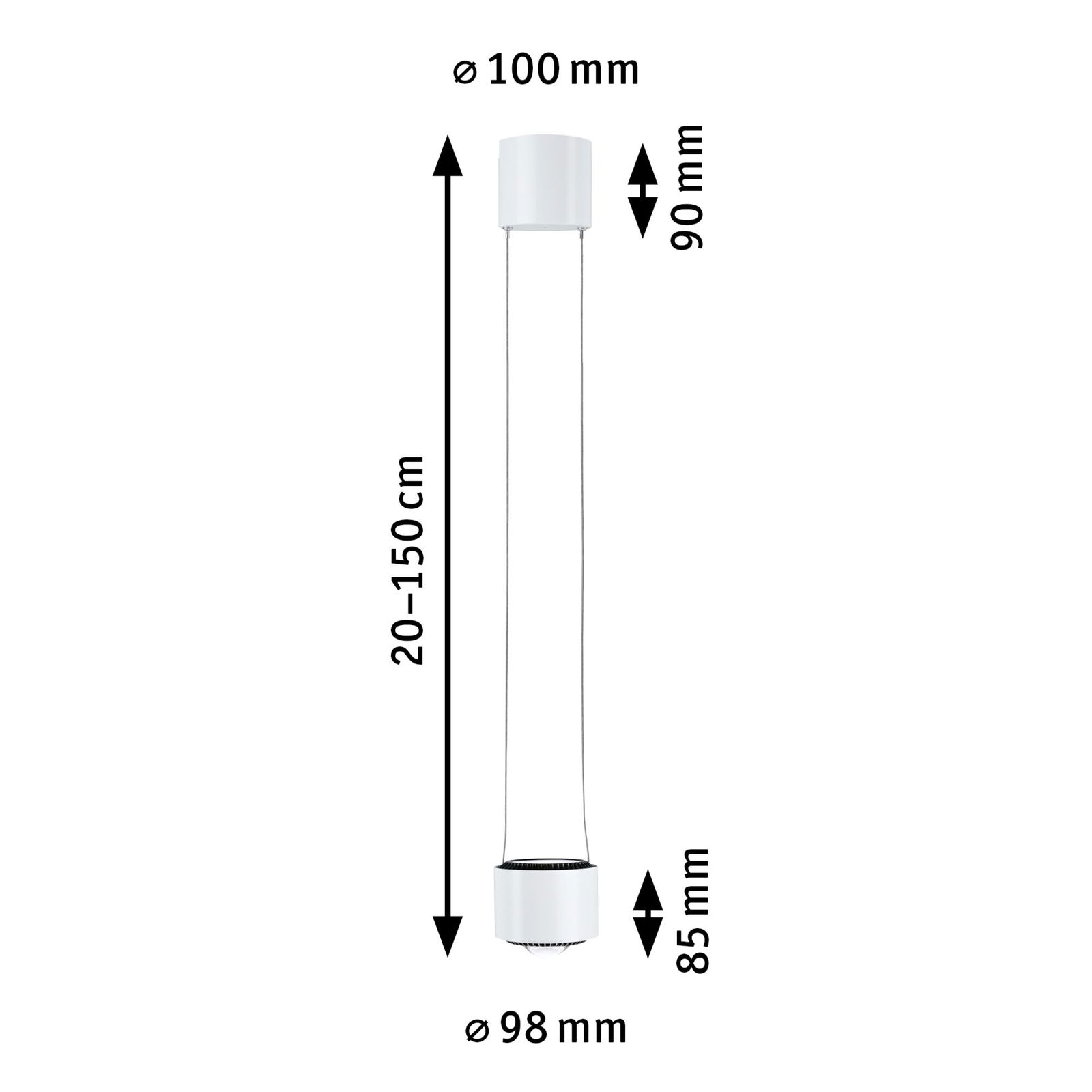 URail LED-pendel Aldan 930lm / 530lm 8,5W 4000K dimbaar 230V Signaalwit