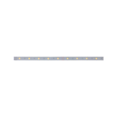Long LED light strip with warm white LEDs in transparent casing for flexible lighting solutions