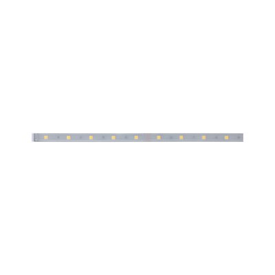 Long LED light strip with warm white LEDs in transparent casing for flexible lighting solutions