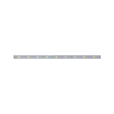 Long LED light strip with warm white LEDs in transparent casing for flexible lighting solutions