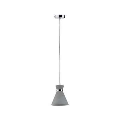 Modern pendant light in grey concrete with chrome accent and cable for stylish home lighting