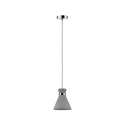 Moderne hanglamp van grijs beton met chromen accent en kabel voor stijlvolle woonverlichting